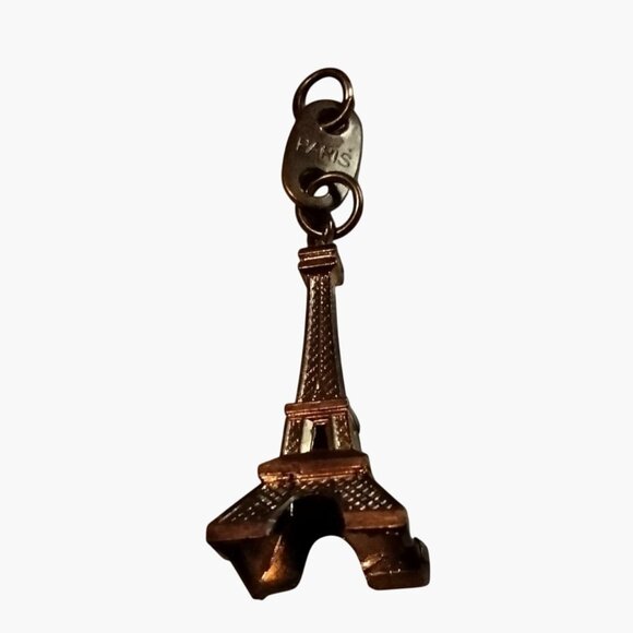 Eiffel Tower Pendant Charm Mini Figure Souvenir Paris France Gold Tone Metal - Picture 4 of 7